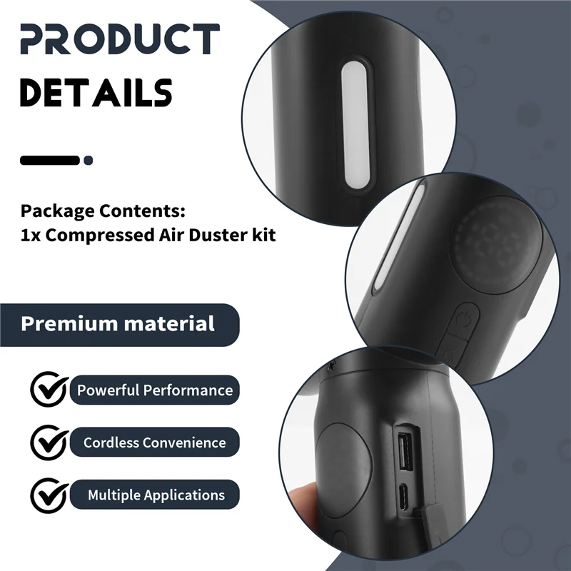 

ABKN-6000Mah Portable Compressed Air Duster Cleaner Cordless Duster For Keyboard Computer Cleaning