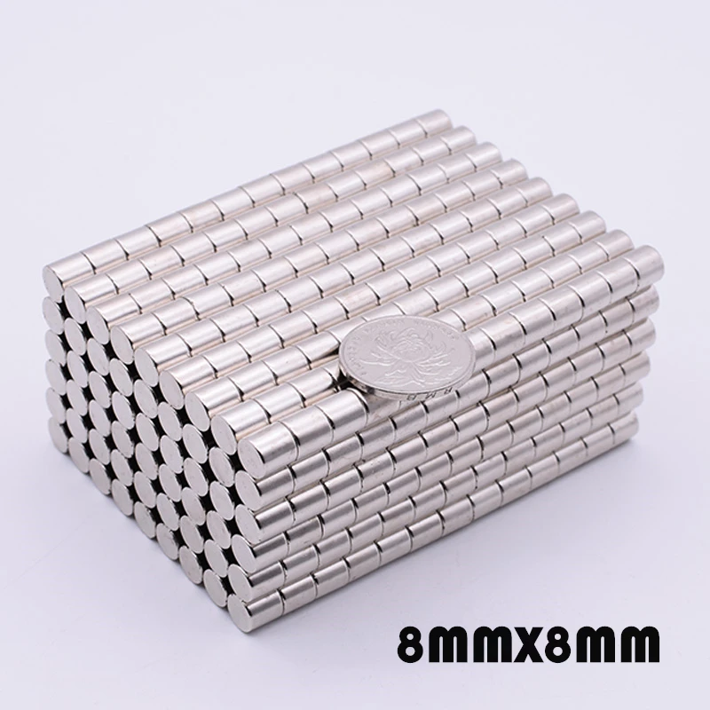 10 Pcs 8x8 mm Magnet N35 Super Powerful Neodymium magnets Small Round Magnetic Imanes Aimant Disc 8*8mm Standard size Magnets