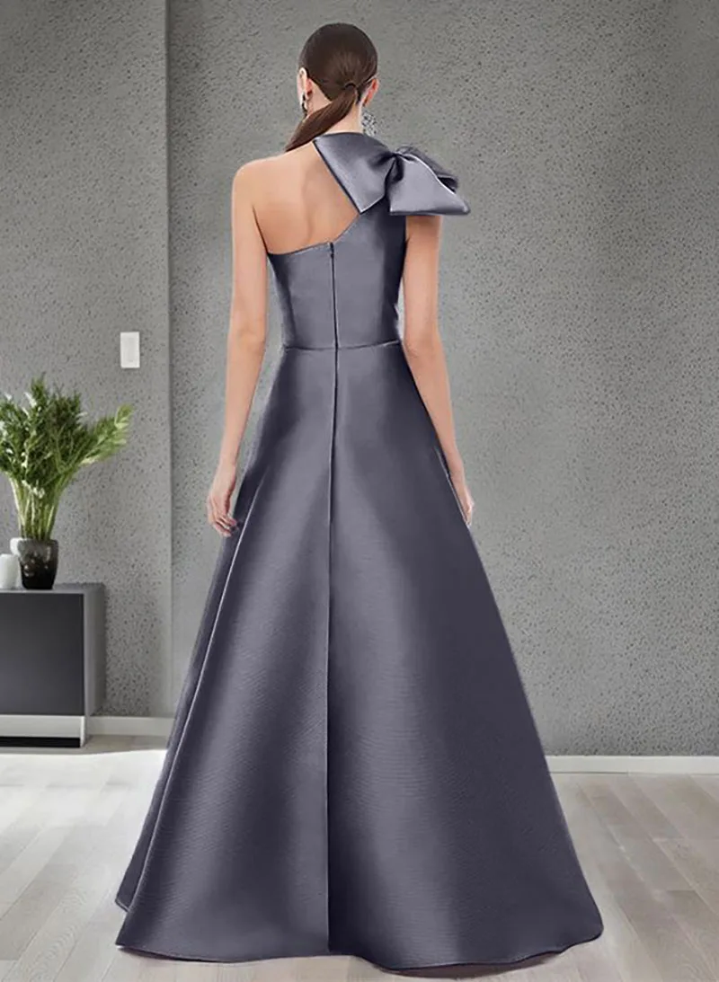 One Shoulder Elegant Satin A-line Prom Dress for Women Cocktail Dresses Long Bodycon Formal Evening Gowns with Back Slit