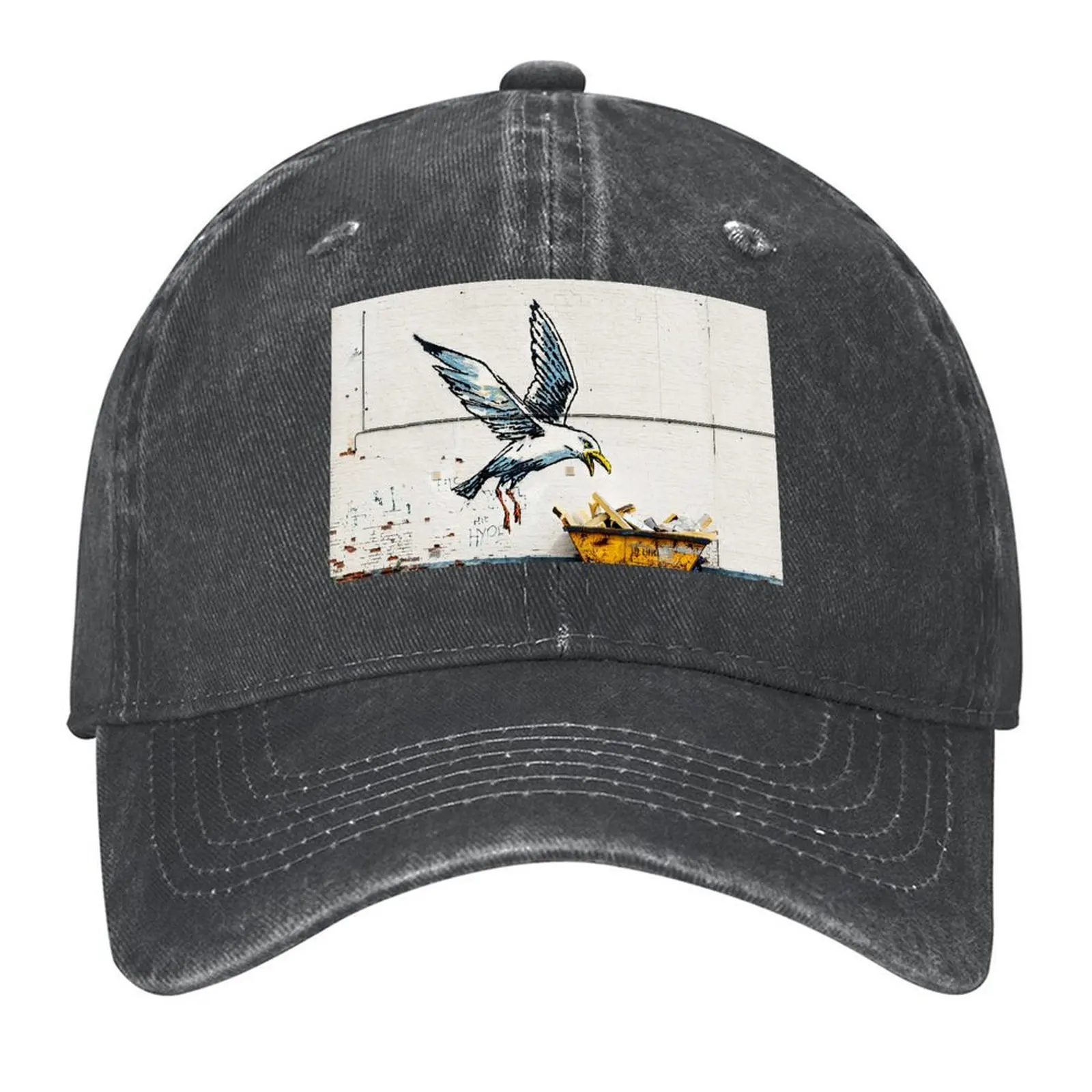 

Seagull Stealing Fries - Banksy Baseball Cap Trucker Cap western Hat Streetwear hats for men Men's Baseball Women's