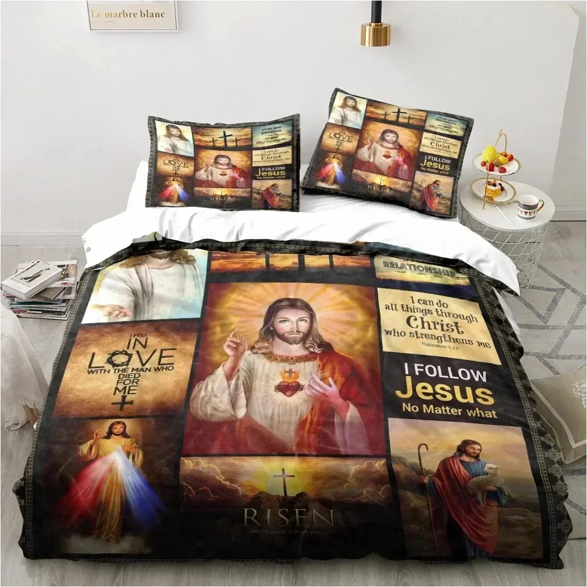 Exquisite Jesus Christ Church Mary Christian Religious Bedding Set Duvet Cover Bed Set Quilt Cover Pillowcase Comforter King Que