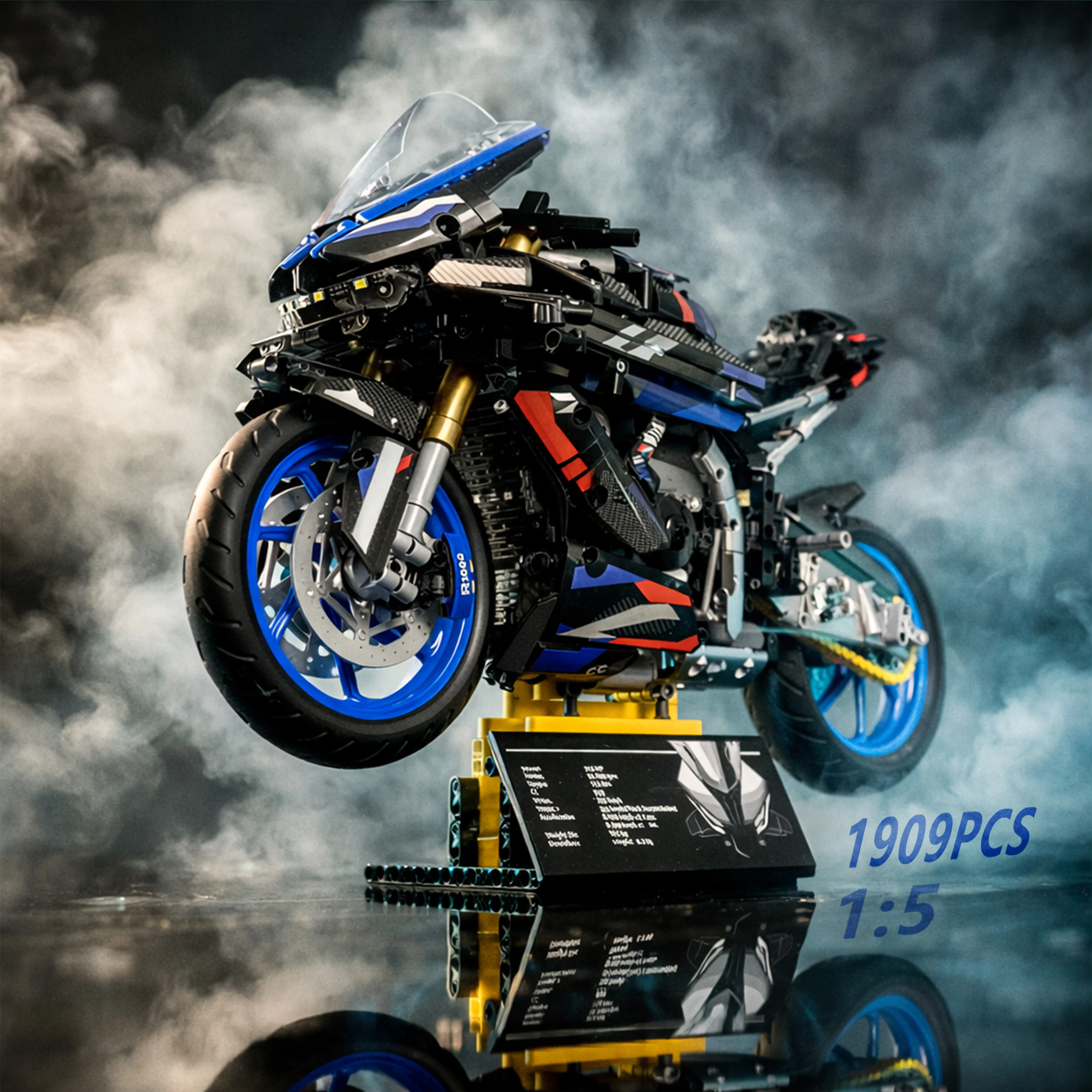 1:5 Scale S1000RR Style Superbike Building Blocks Model 1909PCS Black Knigh Racing Motorcycle Black Red Blue Edition Bricks Set