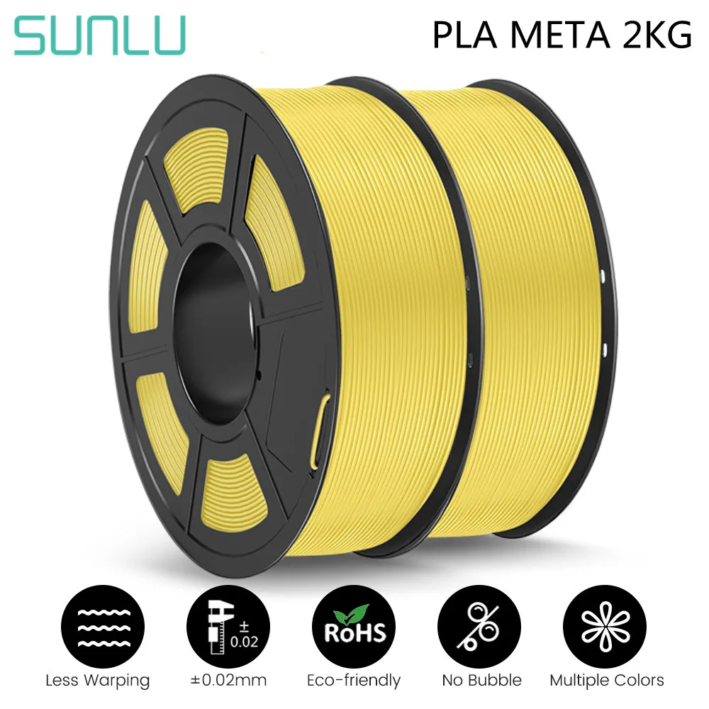 SUNLU  PLA Meta 3D Filament 3D Printer Filaments 2kg 1.75MM Better Mobility Better Toughness Warm Color