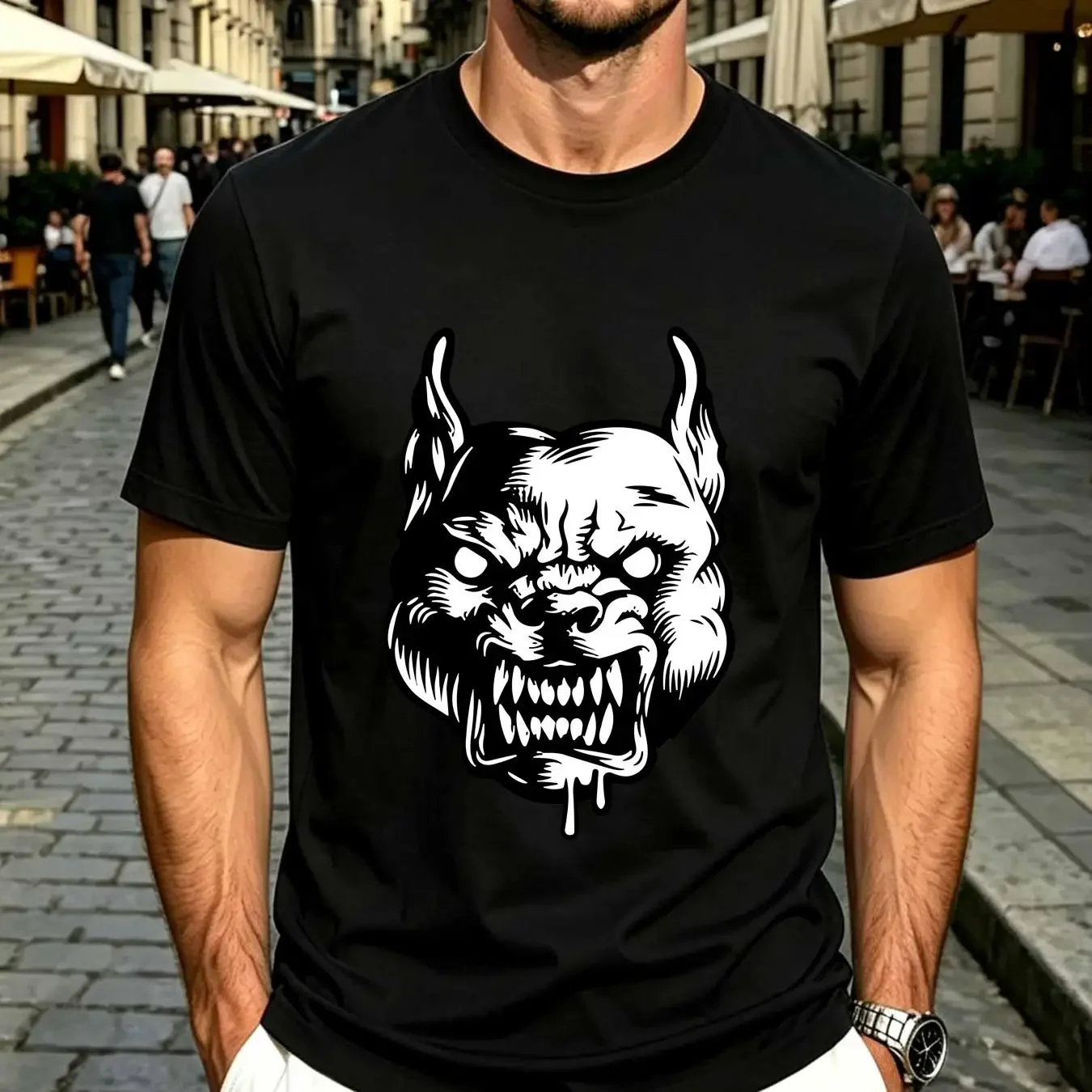 washed T Shirt 100 Hardcore Pitbull Gabber Black L vintage Washed Stylish Casual graphic Stretched fashion Unisex Versatile