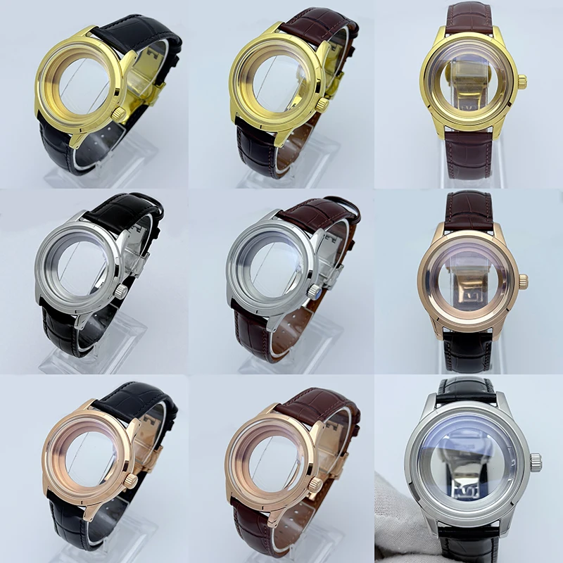 

NOOKIDA 39mm Modification Stainless Case Fit 31mm Dial Leather Strap Watch Accessories Dome Glass For Seiko NH35 36 Movement
