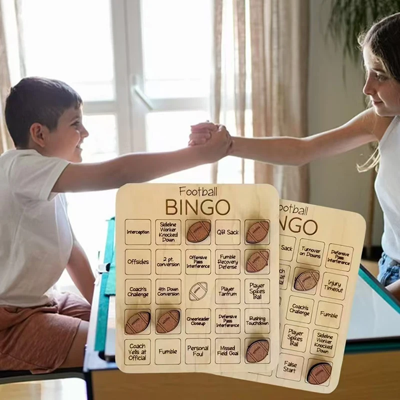 Jeu de Bingo en Bois sur le Thème du dehors, Idéal pour la Famille, Football de Nuit, Baseball, Basket-ball, Maison