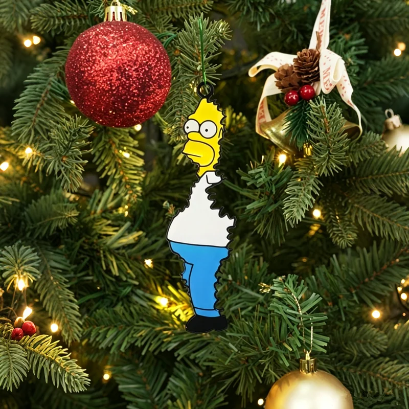 Homer Simpson Hängende Weihnachtsbaumdekoration – The Simpsons Bush Meme Bauble – Hochwertiger großer 3D-Druck