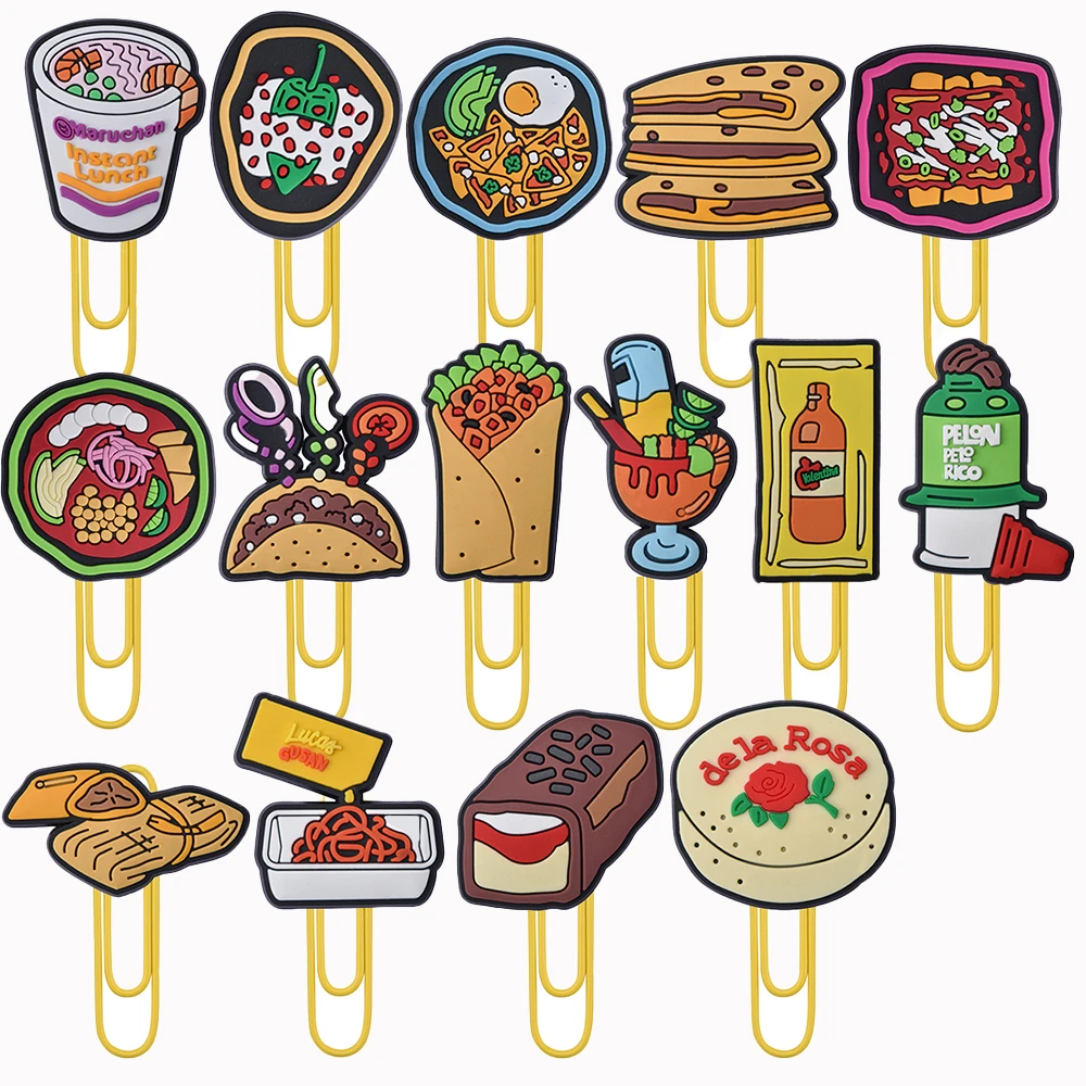 

1pcs Cartoon Fast Food Paper Clips Anime Rice Soup Bookmark Charms Cute Chocolate Book Marks Kids Adults Party Favor