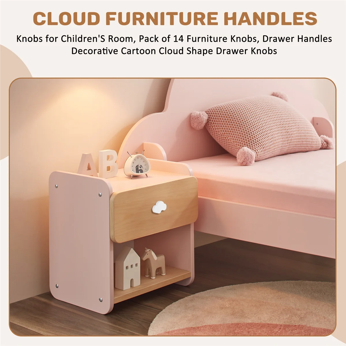 Cloud Furniture Handles Knobs for Children'S Room Pack of 14 Furniture Knobs Drawer Handles Decorative Cartoon Cloud Shape Drawe