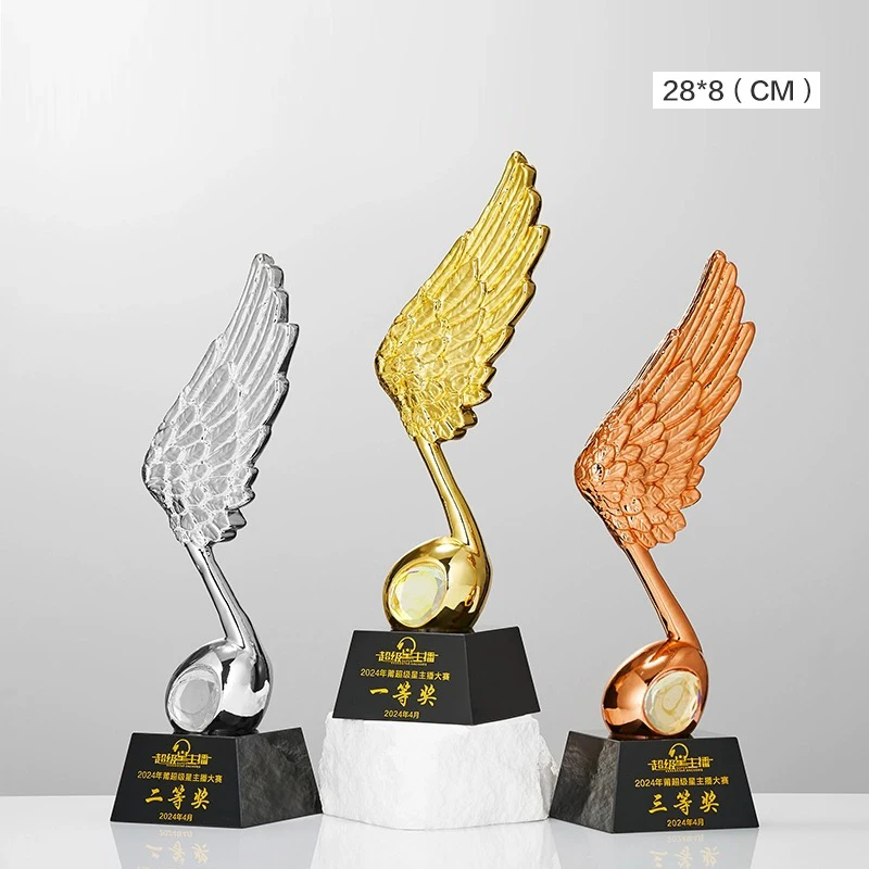 Customized Free Engraving Crystal Microphone Shape Award Trophy Home Decor Singing Music Contest Competition Resin Souvenir, 1Pc