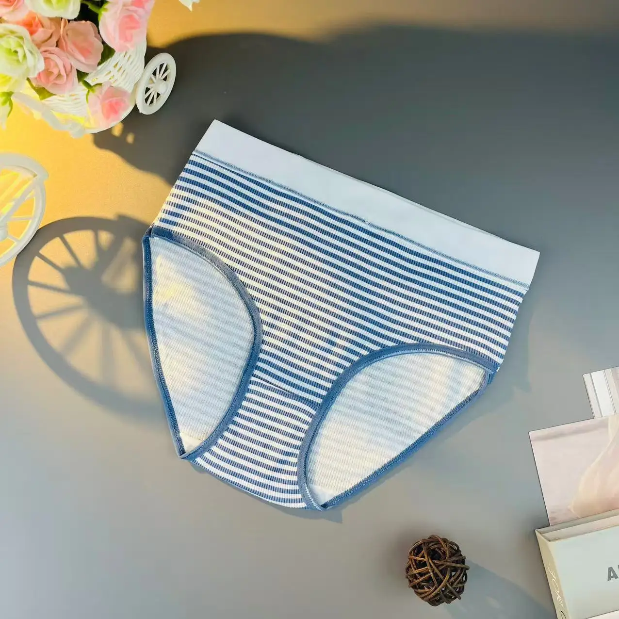 20 pièces [sous-vêtements pour femmes] cadeaux de noël d'halloween culottes mignon imprimé rayé sous-vêtements féminins taille moyenne Lingerie slips