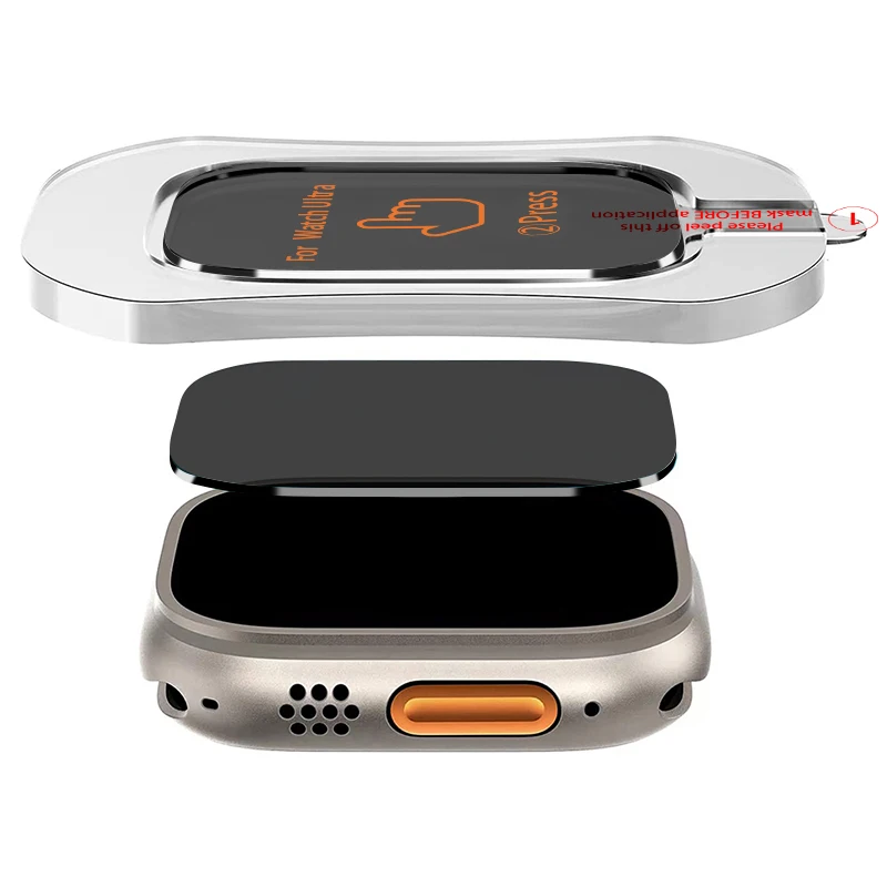 Противопрочная пленка из закаленного стекла для Apple Watch Ultra с инструментом выравнивания, простая установка защитной пленки для экрана для iWatch Ultra 2 49 мм