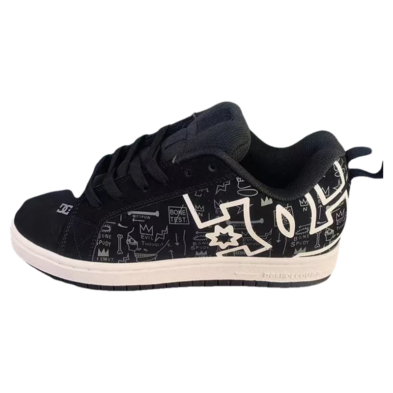 2025 New ex Low-Top Board oes Ourt fik Sq One Size Larger Spring Summer Casual oes Wear-Resistant Flat Heel round Toe