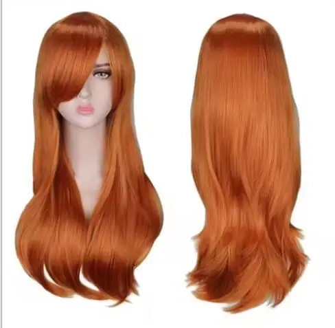 Peruca cosplay ondulada longa para mulheres, perucas de cabelo sintético, temperatura, vermelho, rosa, rosa, preto, azul, prata, cinza, marrom