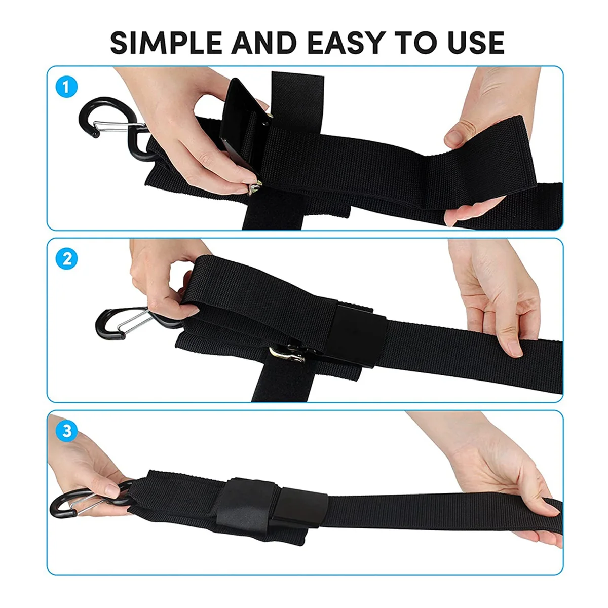 Cinghie di ancoraggio per poppa per rimorchio per barche da 2 pezzi, cinghie di poppa regolabili da 2 pollici x 4 piedi con fibbia a sgancio rapido G