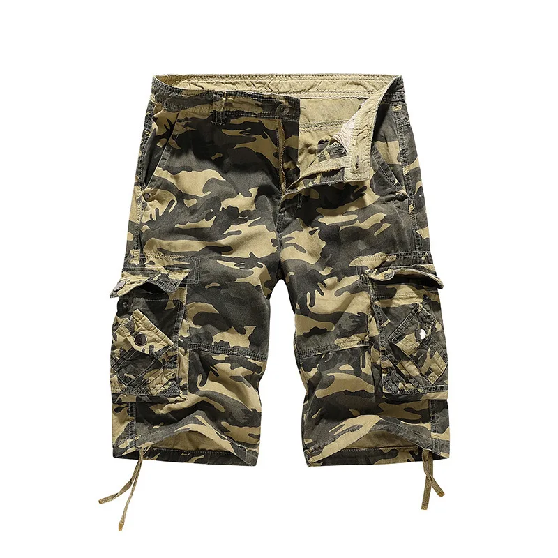 2026 Mens Casual Loose Camouflage Cargo Shorts Washed Mulit Pocket Design Shorts Summer Outdoors Hiking & Camping Fashion Pants