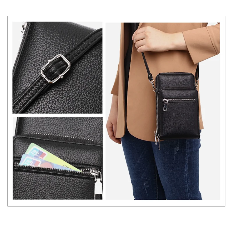 Crossbody Bag for Men 2024 Fashion Female PU Leather Shoulder Bags Simple Solid Color Zipper Handbags Cell Phone Purses Outdoor