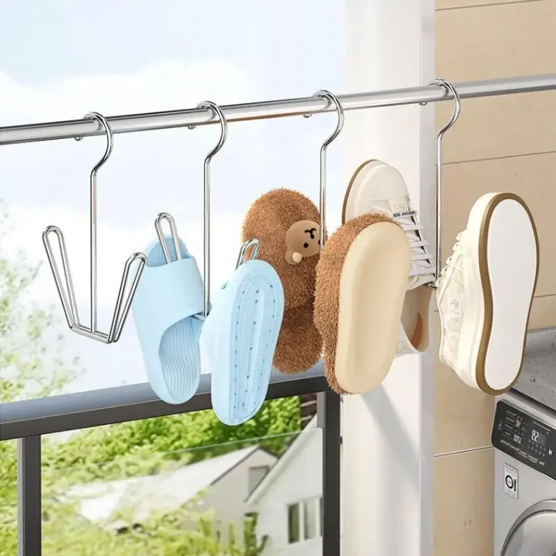 1pcs Stainless Steel U-Shaped Shoe Drying Rack, Windproof, Quick-Dry, Space-Saving Wall-Mounted Hooks For Outdoor & Indoor Use
