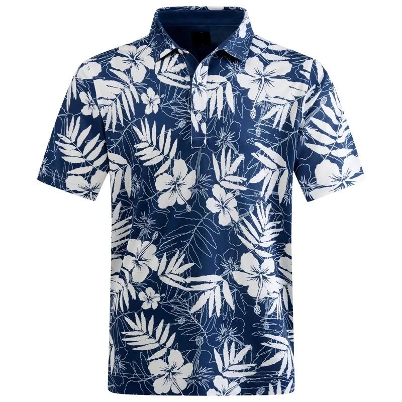 Hawaiian Plants Polo Shirt Man Summer 3D Print Leaves Flower Short Sleeve Golf Polo Shirts Oversized Street T Shirt Tops Clothes