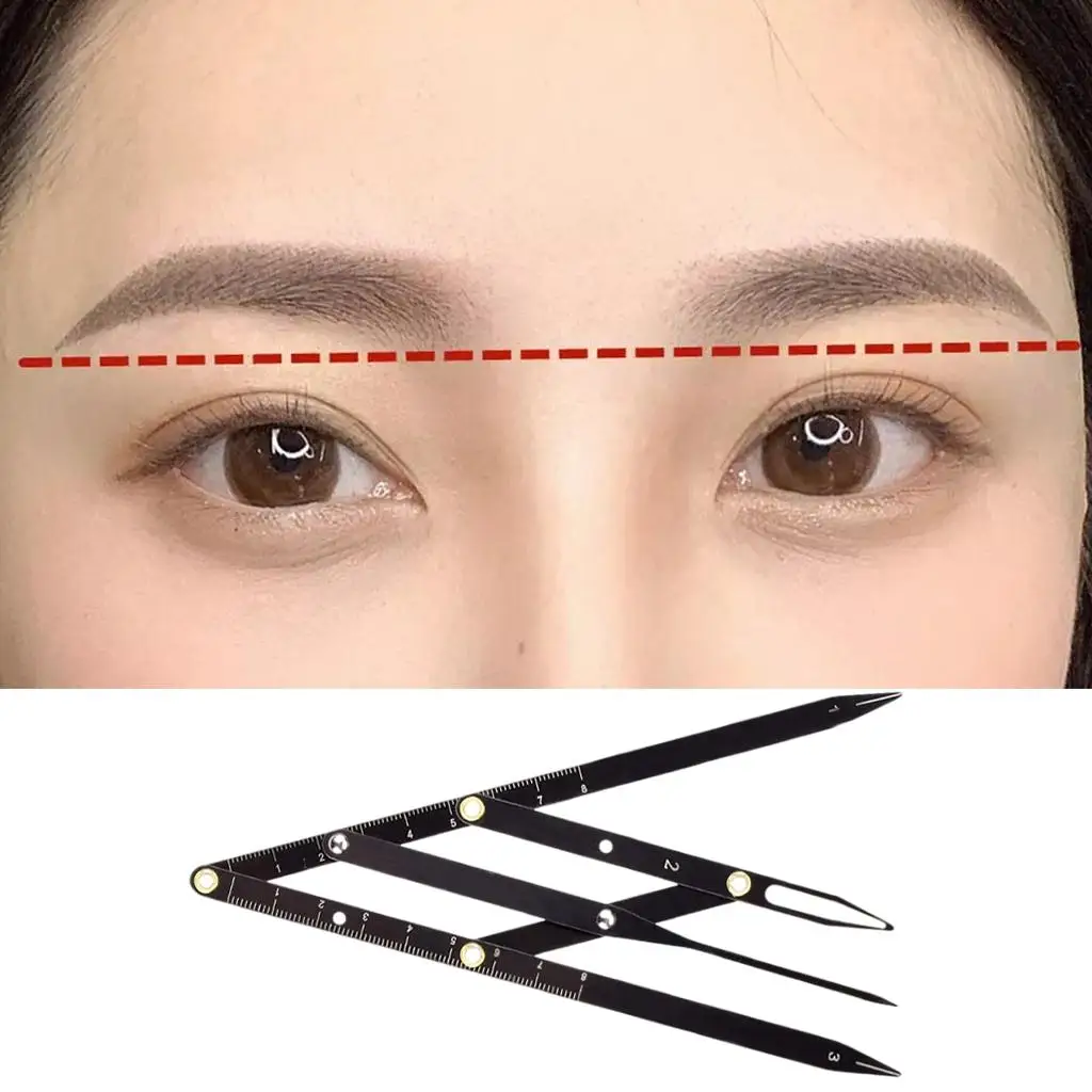 Foldable Stainless Steel Eyebrow Stencil DIY Ruler Microblading Calipers