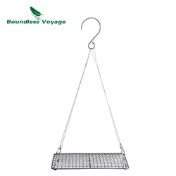 Titanium Camping Barbecue Grill Net Meshes 304 Stainless Steel Hanging Chain BBQ Hang Wire with Hook for Camping Grill Pot