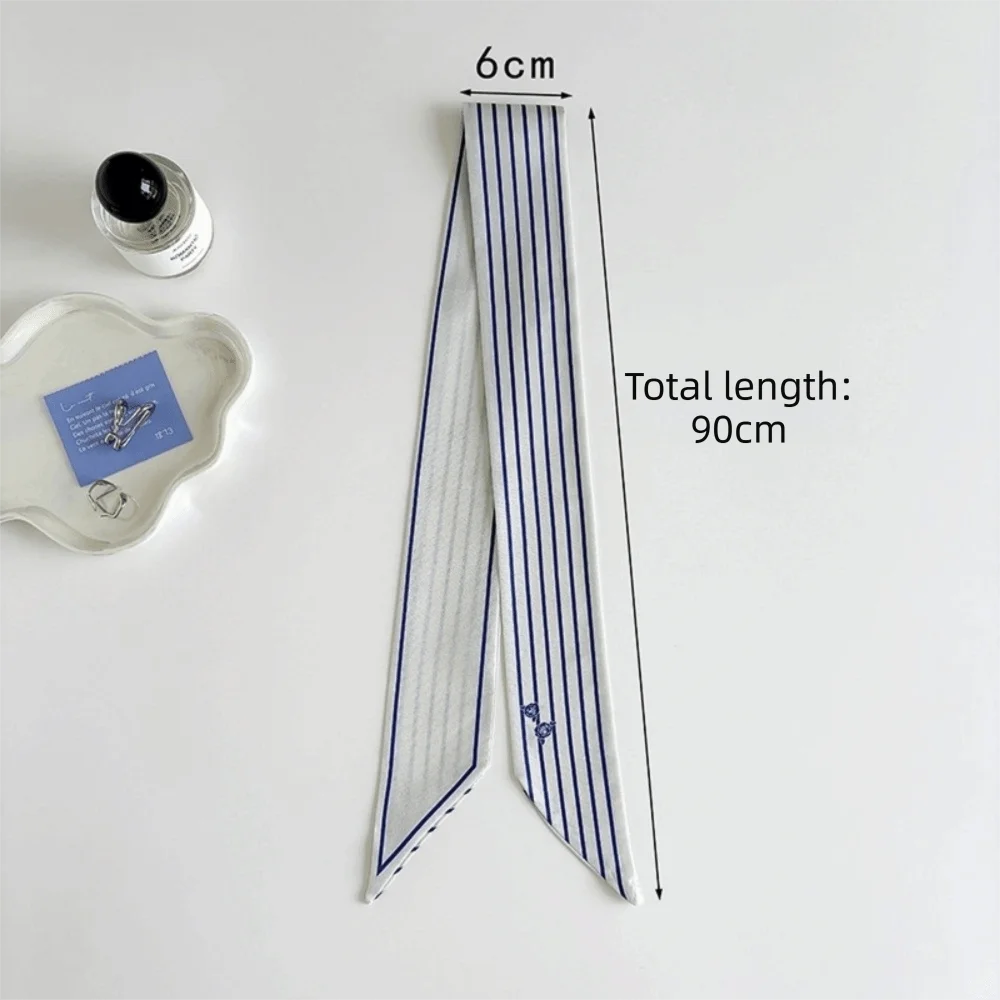Modischer Frühlings-Seidenschal für Damen, Mehrzweck-Taschenriemen, Gestreifter Kleiner Halstuch, Haarband für Damen – Detail 1