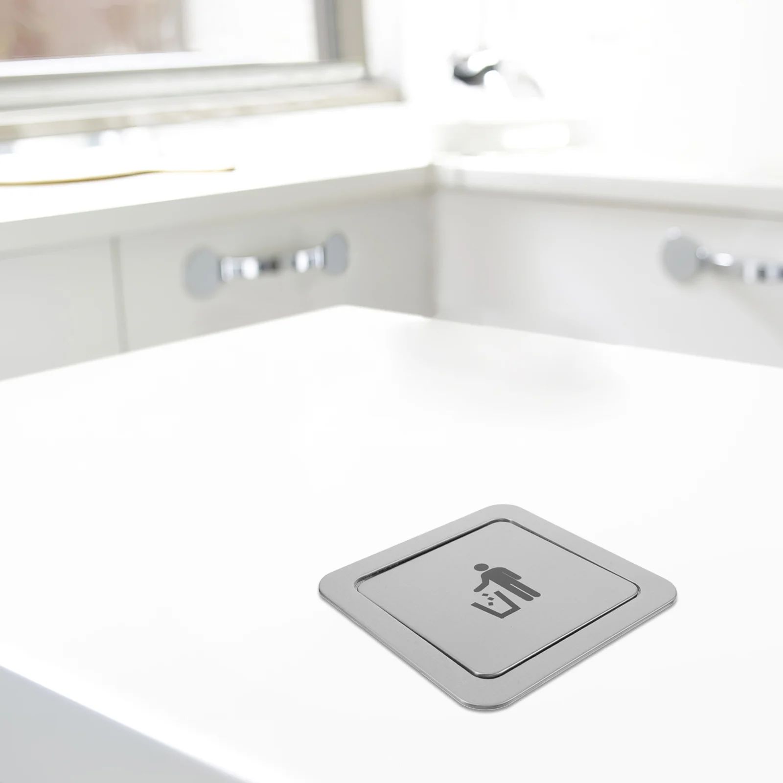 

Embedded Trash Can Lid For 19-21Cm Countertop Opening Stainless Steel Flush Mount Waste Cover Drop-In Kitchen Bin Grommet