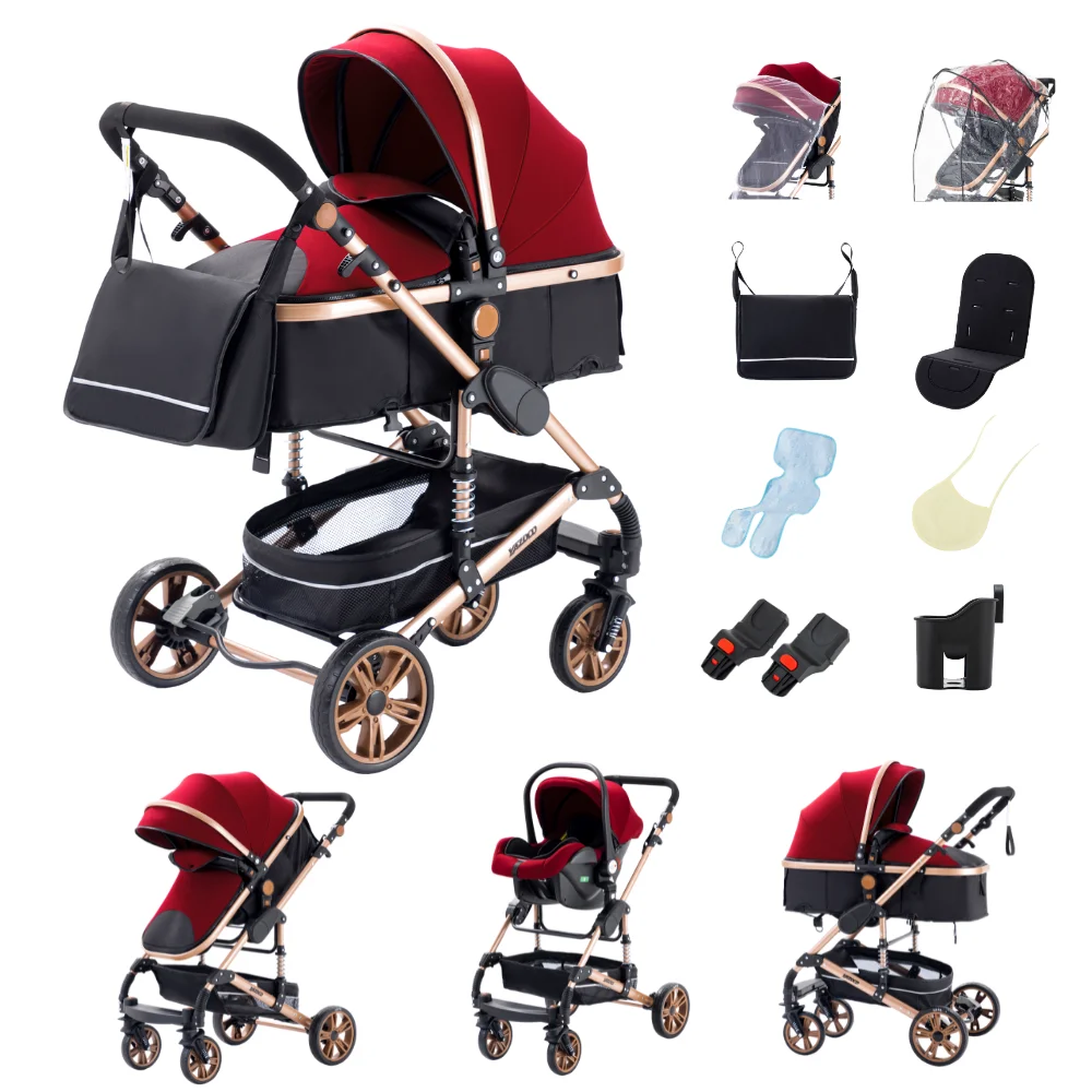Multifunctionele kinderwagen 3-in-1, autostoel-kinderwagen combinaties, compacte baby reiswieg voor pasgeborenen, kinderwagens, baby buggy's