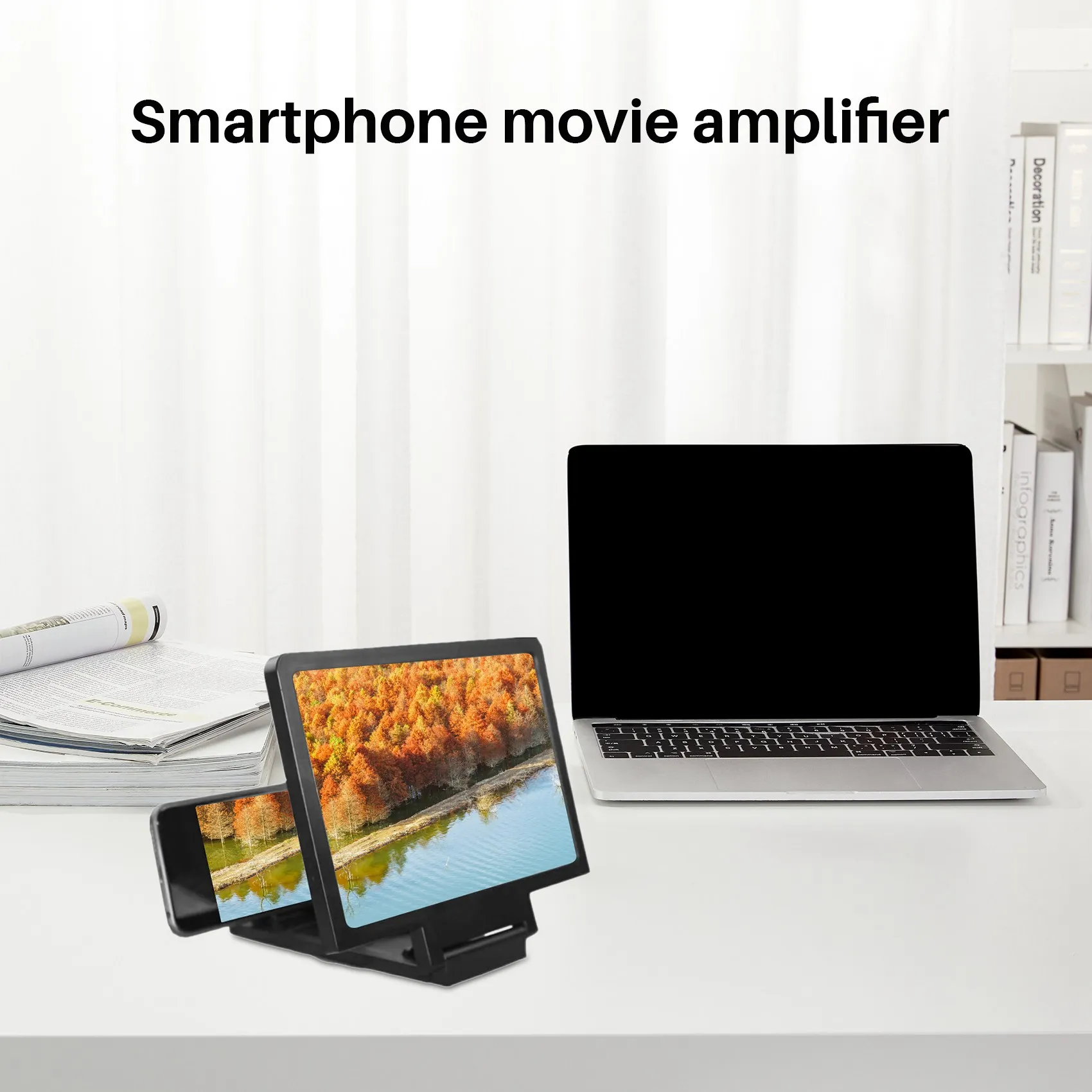 Lupa de pantalla 3D, amplificador de películas para teléfonos móviles inteligentes, pantalla antiradiación con soporte para teléfono para cualquier teléfono inteligente rico