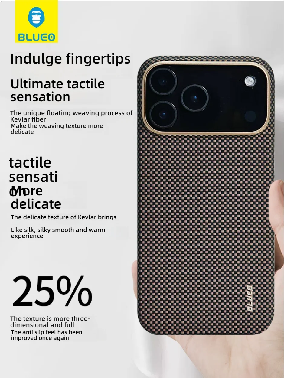 

Blueo magnetic Kevlar phone case for iPhone 17 Pro is also suitable for iPhone 17 ProMax.