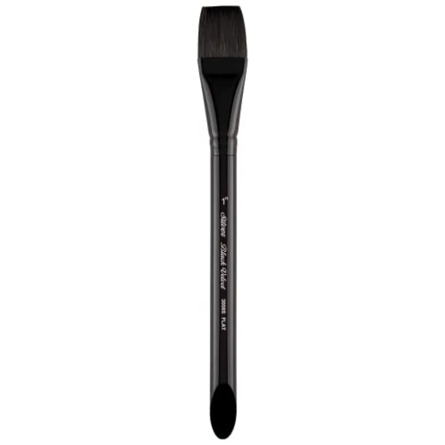 

3008S-1 Black Velvet Square Wash Paintbrush for Watercolor Gouache Inks and Dyes Size 1 Inch Short Handle