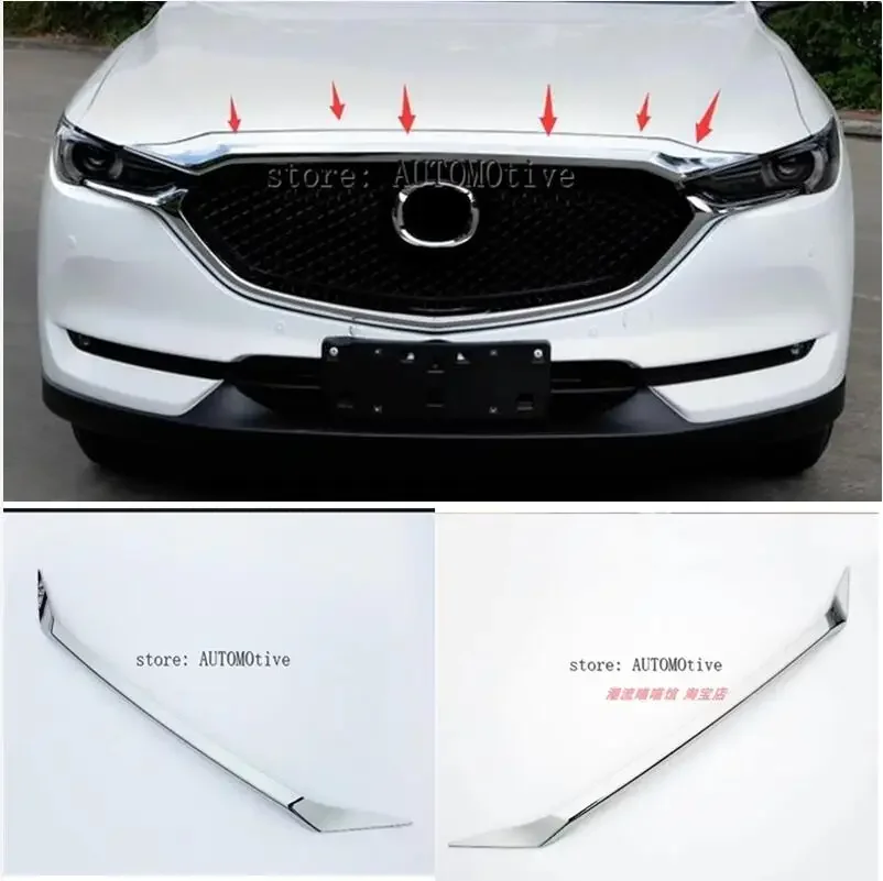 

For Mazda CX-5 CX5 KF 2017~2023 Emblems ABS Chrome Front Engine Hood Trim Top Grille Lid Cover Sticker Car Styling Accessorie