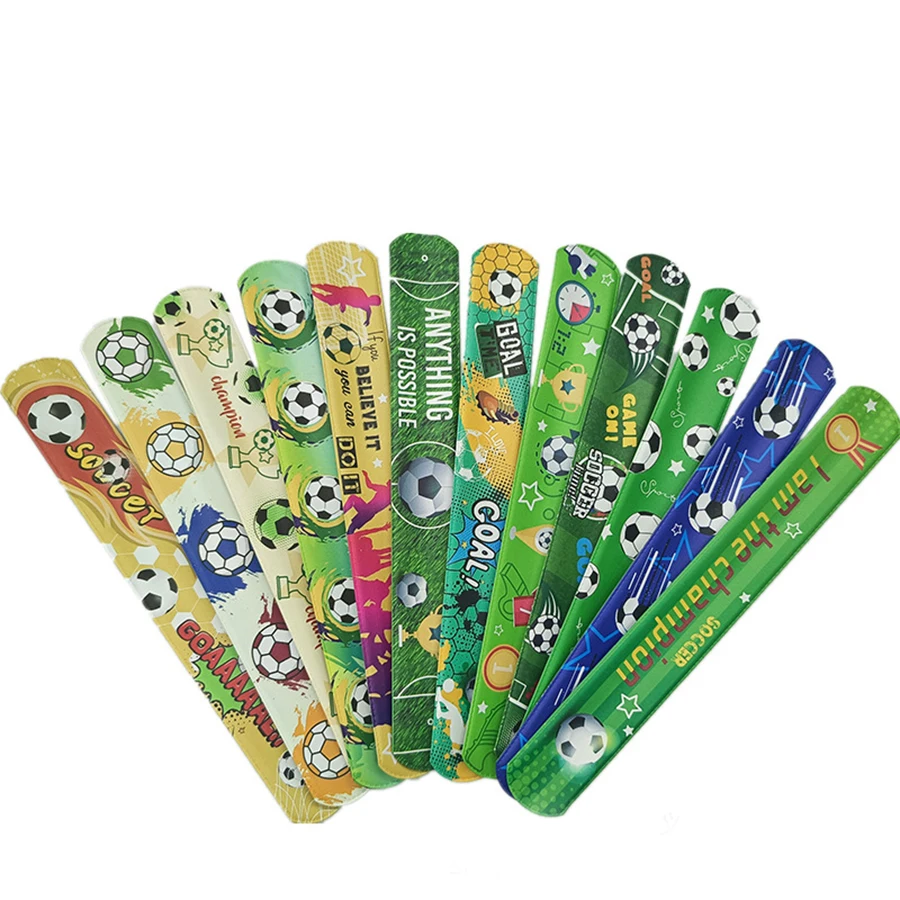 12pcs soccer Football Slap Bracelets Wristband Toys for Kids Soccer Theme Birthday Party Favors Pinata Filler Goodie Bag Gift