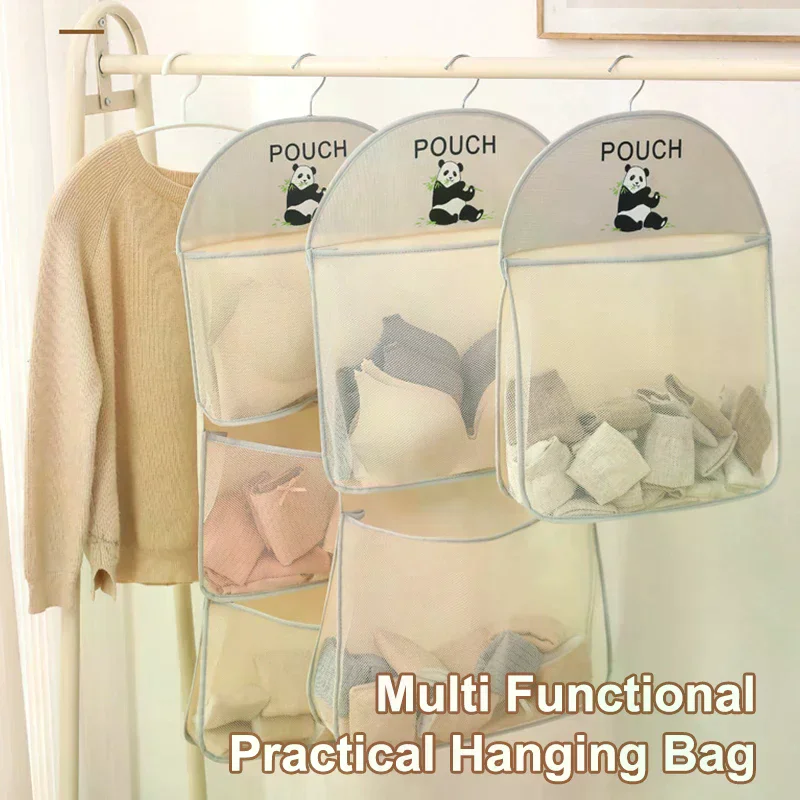 Capacity Storage Net, Dormitory Wardrobe, Socks Underwear Hanging Bag, Multilayer Breathable Mesh Pocket Door Storage Bags Larg