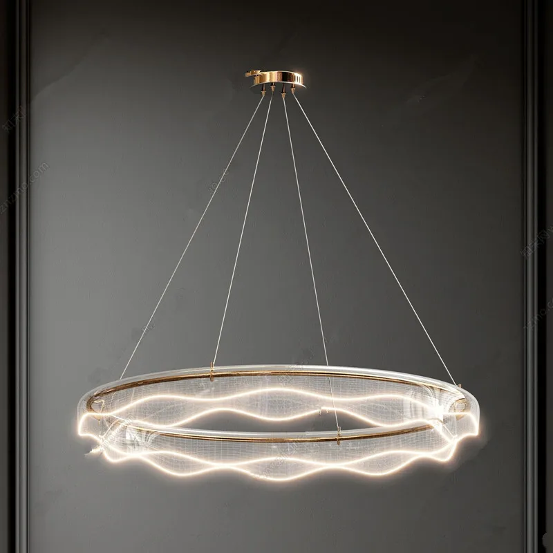 

The living room chandelier is modern and simple and atmospheric, and the bedroom is minimalist ring chandelier