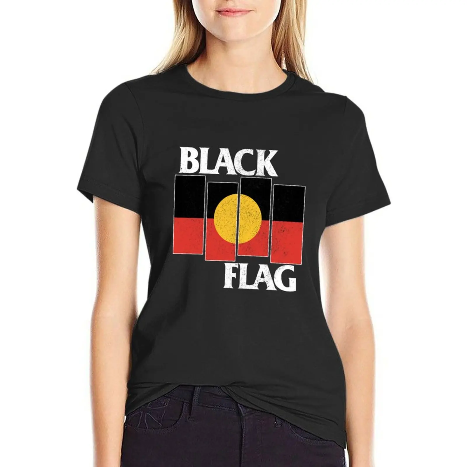 Indigenous Black Flag [Black Worn Look] T-Shirt graphics vintage clothes workout shirts for Women