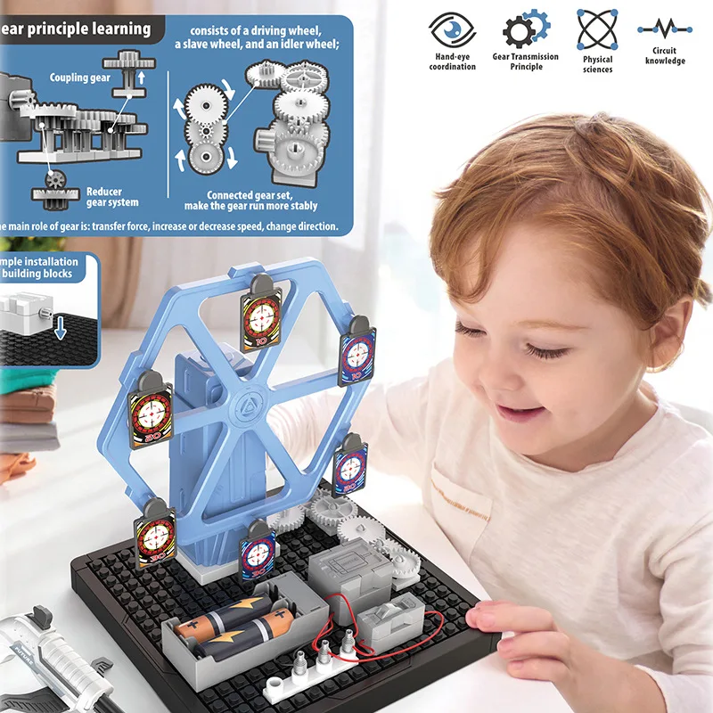 Juego de STEM de experimento electrónico de circuito para niños DIY, juego de juguetes de ingeniería autoconstruida, exploración de sonido de luz y