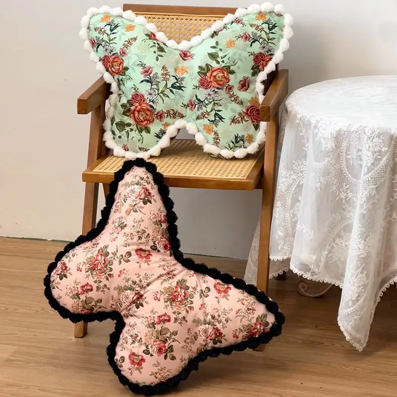 

French Retro Butterfly Flower Pillow,Sofa Living Room Floral Cushion,Cute Birthday Gift Car Backrest,Home Decoration Cute Pillow