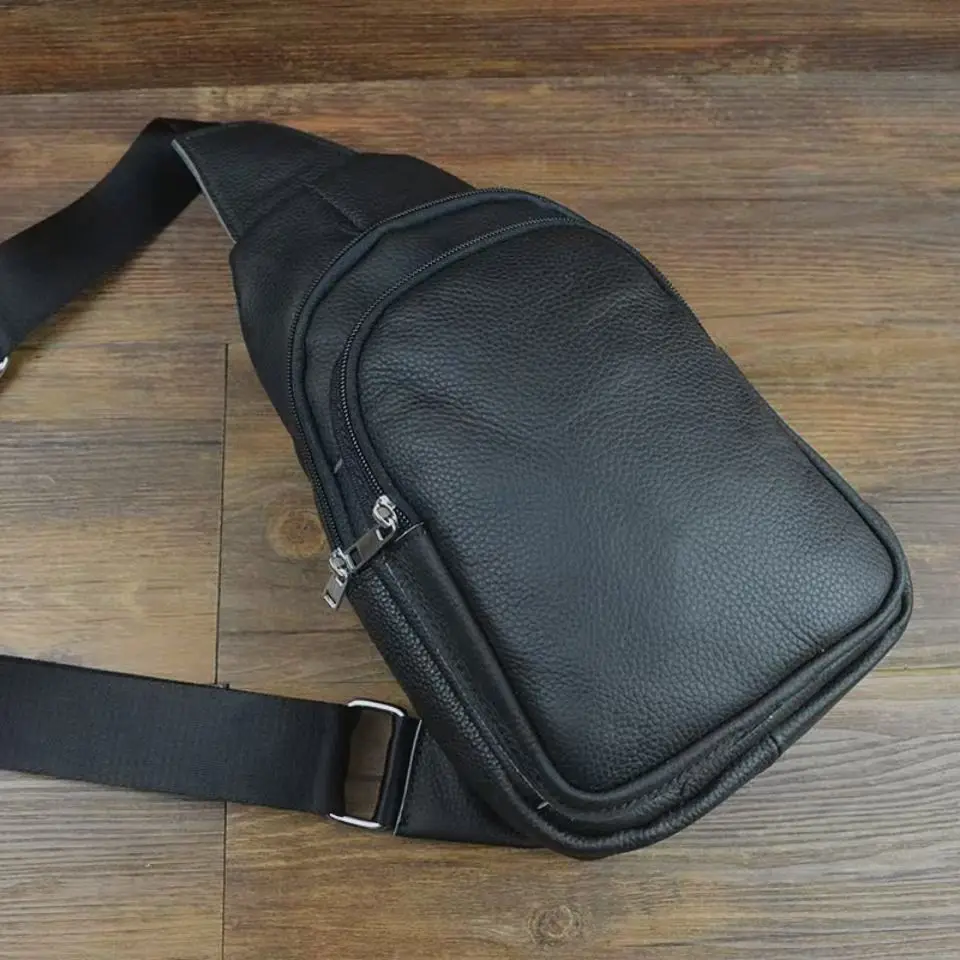 2027 Nueva Moda Riñoneras y Bolsos de Pecho Casuales de Cuero Genuino de Vaca para Hombre, de Alta Calidad, Diseño de Marca Juvenil, Bolsa de Hombro y Pecho