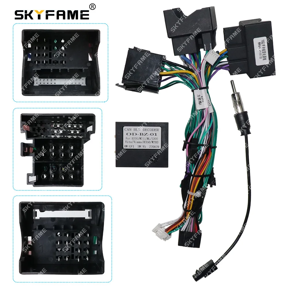 

SKYFAME Car 16pin Wiring Harness Adapter Canbus Box Decoder For Benz Vito 2016 Android Radio Power Cable OD-BZ-01