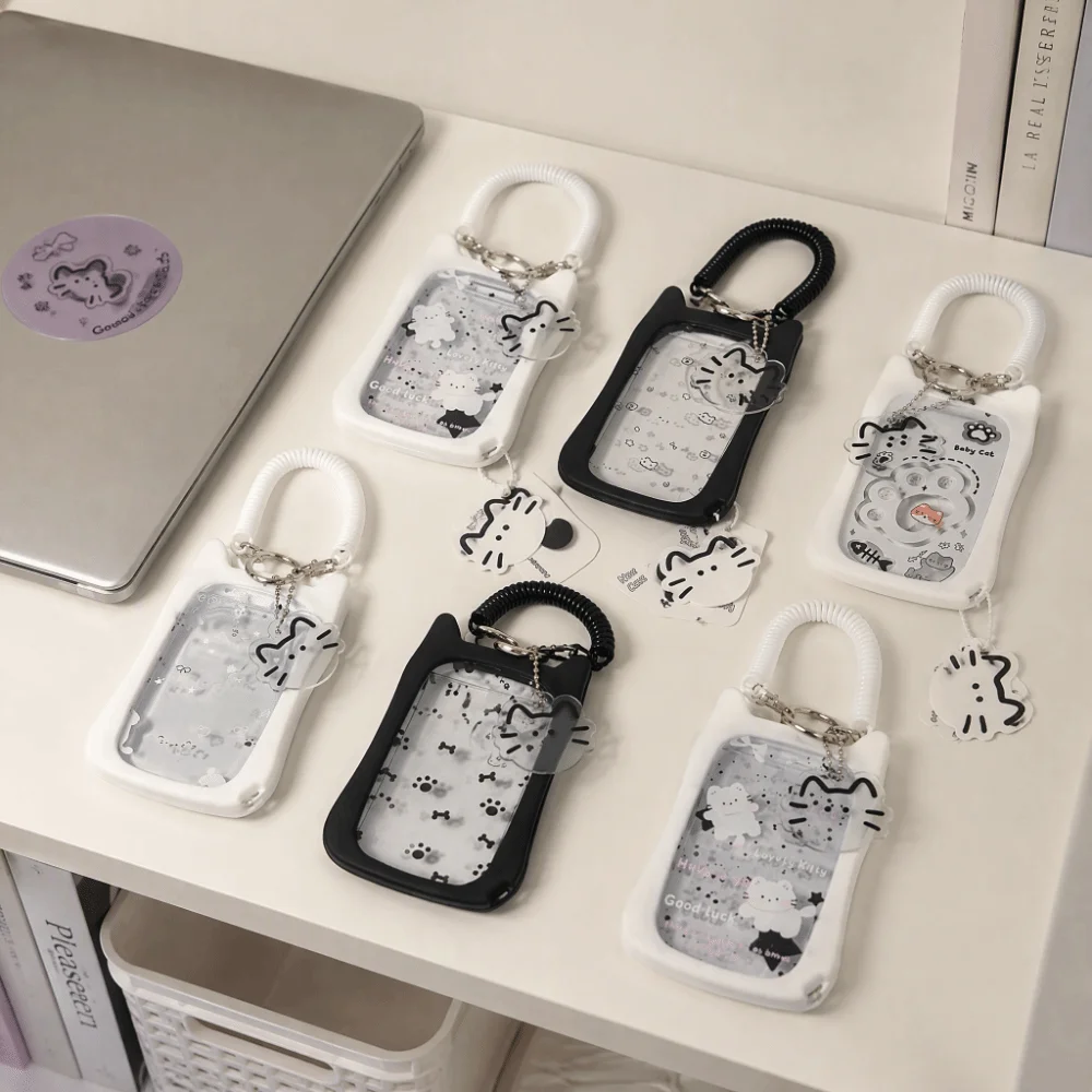 Cute Transparent Photo Card Keychain Hanging Rope Waterproof Student ID Card Cover Cartoon Durable Photocard Binder Work