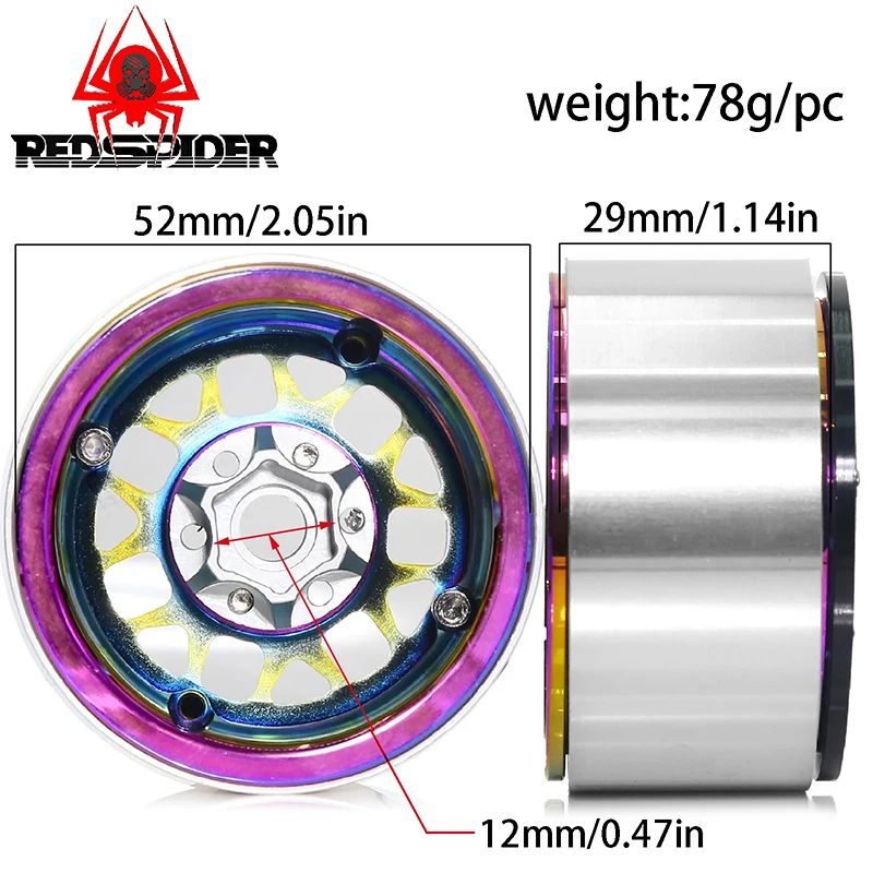 عجلات Beadlock مقاس 1.9 بوصة (4 قطع) - سبائك الألومنيوم لمحور SCX10/90046، TRX4، VS4-10، Redcat Gen8 - 1/10 RC الزاحف #2