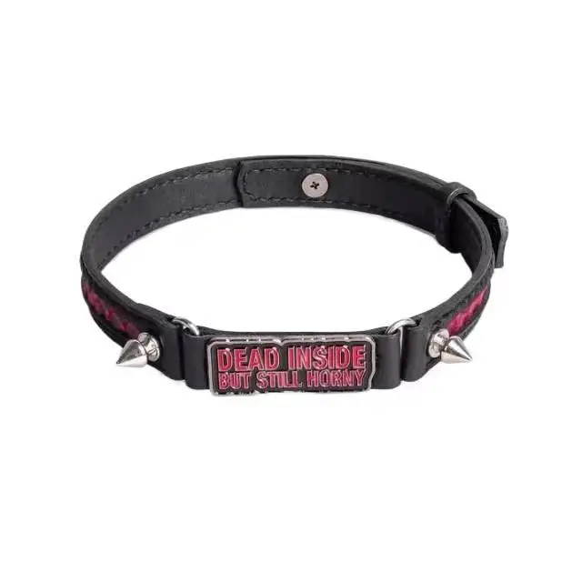 Darkness Harajuku Rock and roll Individuality  All-match Minority Hottie Sweet Cool Collarbone chain Rivet Letter Cortex Choker