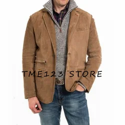 Spring and Summer Men's Suede Jacket Business Casual Single Breasted Quality Jacket New in Suits & Blazers Man Vest Steampunk