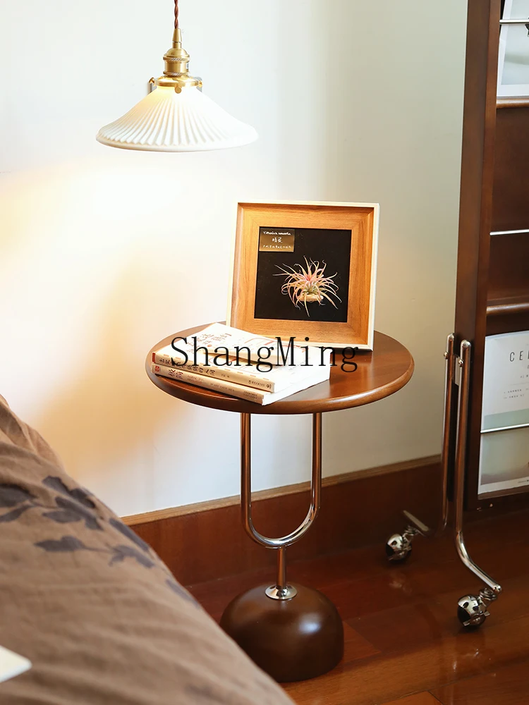 

ZYY creative bedside table removable antique solid wood sofa small side table narrow shelf