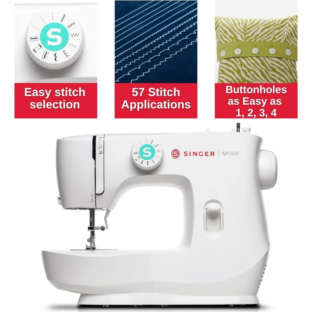 M1500 Lightweight & Portable Sewing Machine with Accessory Kit | 57 Stitch Applications, LED Light & 1-step Buttonhole