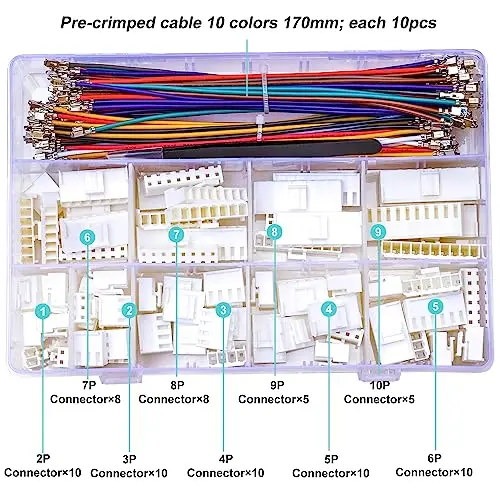 Комплект коннекторов VH 3,96 мм Jst с кабелями 20AWG, корпус 2/3/4/5/6/7/8/9/10 контактов (приблизительный комплект 396)