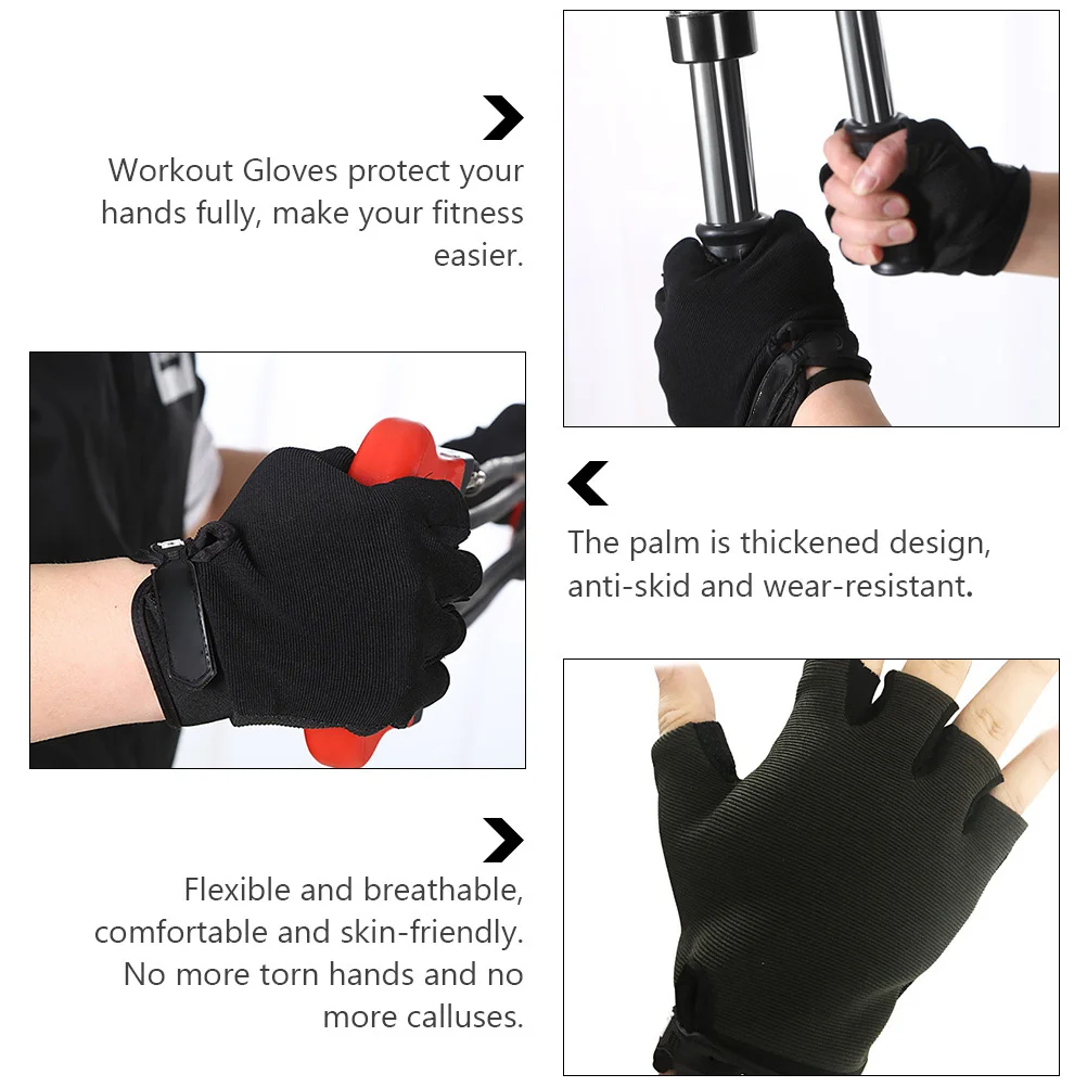 1 زوج الرياضة المضادة للانزلاق اللياقة البدنية قفازات تنفس نصف اصبع تجريب قفازات لرفع الأثقال ركوب الدراجات الجري التدريب #6
