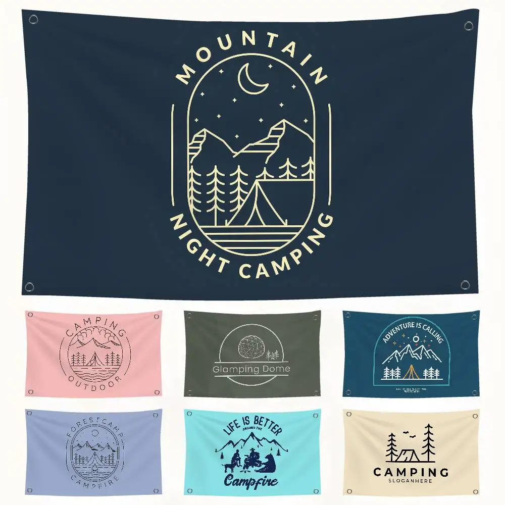 

Cool Simple Logo C-camping DomeS Flag Hanging Banner Atmosphere For Dormitory Bedroom Outdoor Living Room Art Decoration