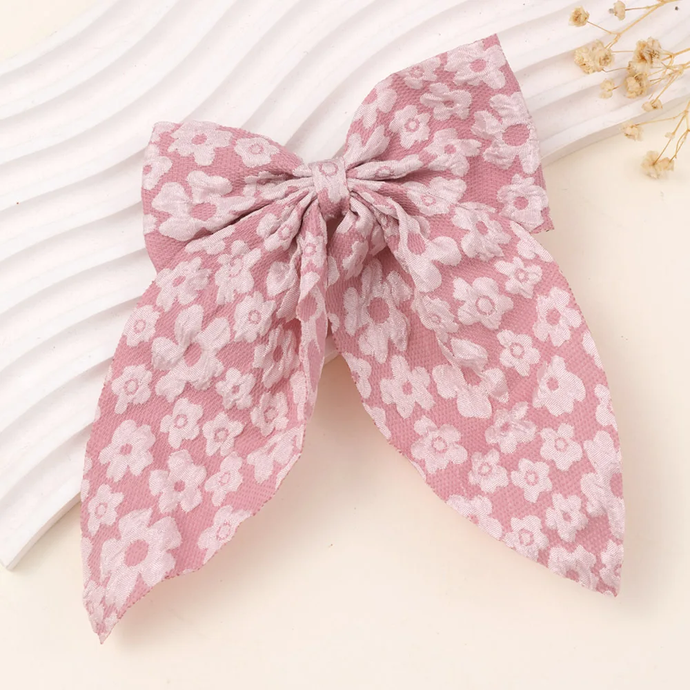 50 ピース/ロット花刺繍弓ヘアクリップ寓話弓女性と女の子サイドクリップ子供クランプバレッタ女性ヘアグリップ帽子バルク